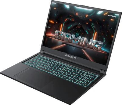 Ноутбук игровой Gigabyte G6 16", 2023, IPS, Intel Core i7 13620H 2.4ГГц, 10-ядерный, 16ГБ DDR5, 1ТБ SSD,  NVIDIA GeForce  RTX 4060 для ноутбуков - 8 ГБ, Windows 11 Home, черный [kf-h3kz854kh]