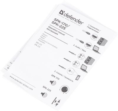 Колонки Defender SPK-170,  2.0,  черный [65165]
