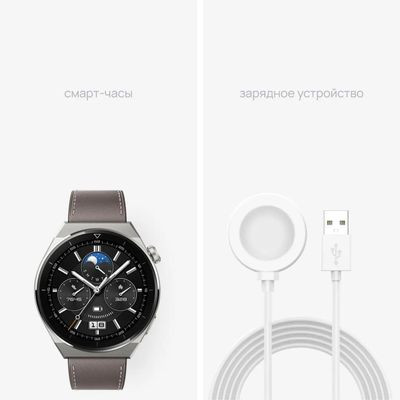 Смарт-часы Huawei Watch GT 3 Pro Odin-B19V,  46.6мм,  1.43",  серый/серый [55028474]