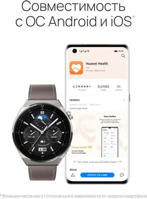 Смарт-часы Huawei Watch GT 3 Pro Odin-B19V,  46.6мм,  1.43",  серый/серый [55028474]