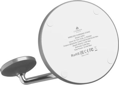 Беспроводное зарядное устройство LYAMBDA LWI12,  USB type-C,  15Вт,  1.67A,  белый/серебристый