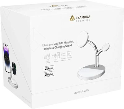 Беспроводное зарядное устройство LYAMBDA LWI12,  USB type-C,  15Вт,  1.67A,  белый/серебристый