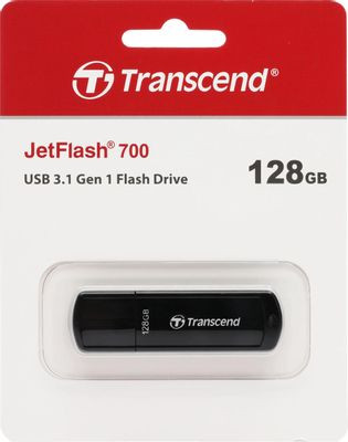Флешка USB Transcend Jetflash 700 128ГБ, USB3.0, черный [ts128gjf700]