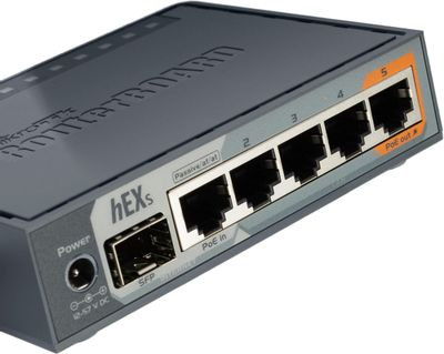 Роутер MIKROTIK hEX S,  черный [rb760igs]
