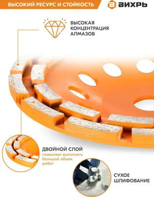 Чашка Вихрь 73/10/3/7,  по бетону,  180мм
