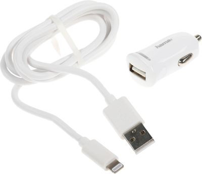Автомобильное зарядное устройство HAMA H-183266,  USB,  8-pin Lightning (Apple),  2.4A,  белый [00183266]
