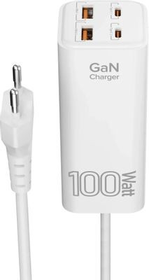 Сетевое зарядное устройство LYAMBDA SLT-100-Pro,  2xUSB-A + 2xUSB-C,  100Вт,  5A,  белый