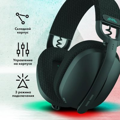 Гарнитура игровая GMNG GG-HS420W,  для компьютера и игровых консолей, накладные,  Bluetooth/радио, темно-серый [1970391]
