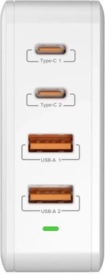 Сетевое зарядное устройство LYAMBDA SLT-100,  2xUSB-A + 2xUSB-C,  100Вт,  5A,  белый
