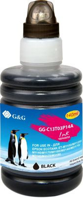 Чернила G&G GG-C13T03P14A 110BK, для Epson, 140мл, черный пигментный
