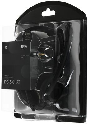 Гарнитура EPOS Sennheiser PC 5 Chat,  для контактных центров, накладные,  проводные, черный  [1000445]