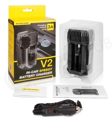 Автомобильное зарядное устройство NITECORE V2,  2xUSB,  2A,  черный [17179]