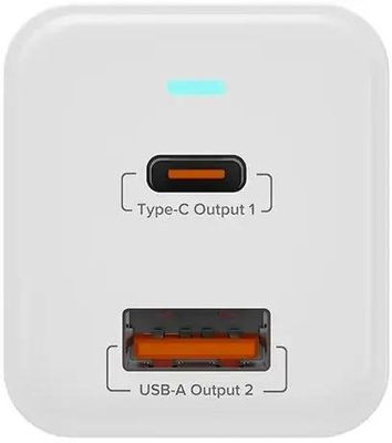 Сетевое зарядное устройство LYAMBDA SLT-45,  USB-A + Type-C,  45Вт,  3A,  белый