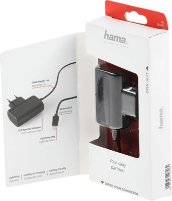 Сетевое зарядное устройство HAMA H-183267,  8-pin Lightning (Apple),  1A,  черный [00183267]