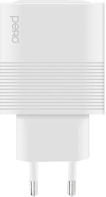 Сетевое зарядное устройство PERO ТС11W,  USB-A + Type-C,  45Вт,  3A,  белый