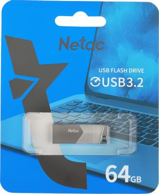 Флешка USB NETAC UM1 64ГБ, USB3.2, серебристый [nt03um1n-064g-32pn]