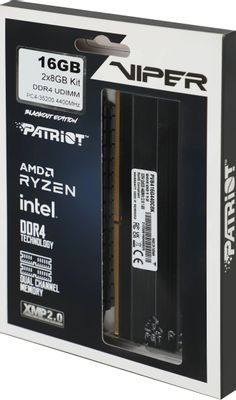 Оперативная память Patriot Viper 4 Blackout PVB416G440C8K DDR4 -  2x 8ГБ 4400МГц, DIMM,  Ret