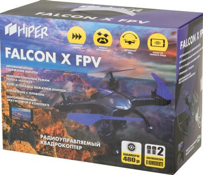 Квадрокоптер HIPER HQC-0003 Falcon X FPV с камерой,  черный