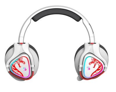 Гарнитура игровая A4TECH Bloody MR720,  для компьютера и игровых консолей, мониторные,  Bluetooth/радио, белый  / красный [mr720 naraka]