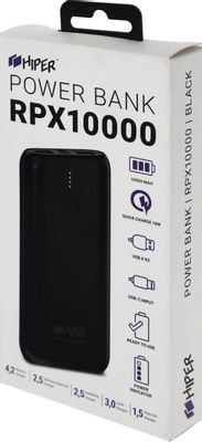 Внешний аккумулятор (Power Bank) HIPER RPX10000,  10000мAч,  черный [rpx10000 black]