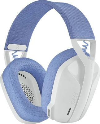 Гарнитура игровая Logitech G435,  для компьютера и игровых консолей, накладные,  Bluetooth/радио, белый  / синий [981-001077]