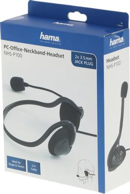 Гарнитура HAMA NHS-P100,  для компьютера, накладные,  проводные, черный  [00139920]