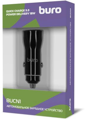 Автомобильное зарядное устройство Buro BUCN1,  USB-C + USB-A,  18Вт,  3A,  черный [bucn18p110bk]