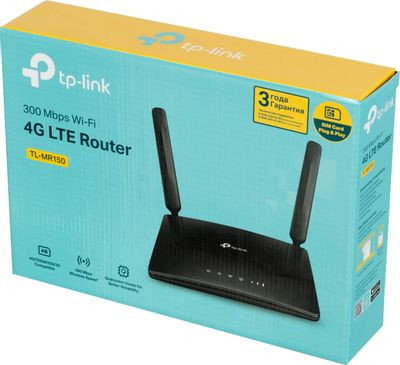 Wi-Fi роутер TP-LINK TL-MR150,  N300,  черный