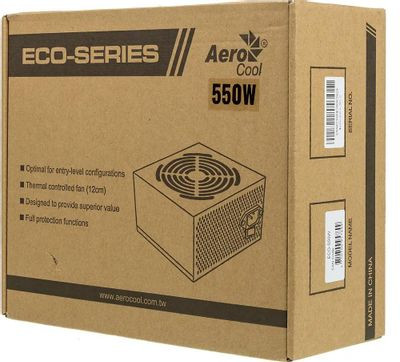 Блок питания Aerocool ECO-550,  550Вт,  120мм,  серый, retail