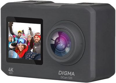 Экшн-камера Digma DiCam 520 4K,  WiFi,  серый [dc520]