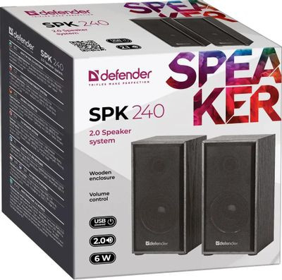 Колонки Defender SPK 240,  2.0,  черный [65224]