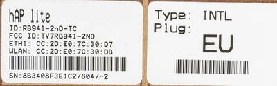 Wi-Fi роутер MIKROTIK hAP lite TC,  N300,  белый [rb941-2nd-tc]