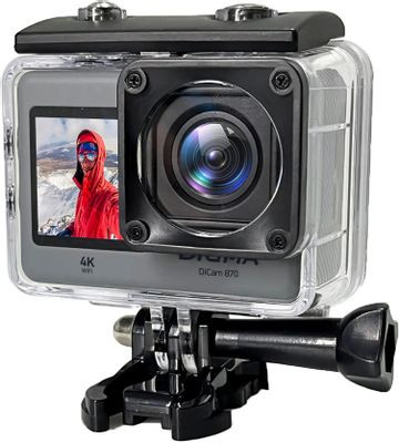 Экшн-камера Digma DiCam 870 4K,  WiFi,  серый [dc870]