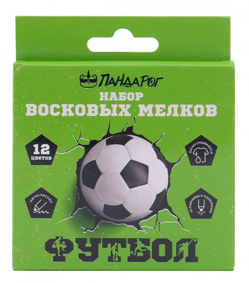 Мелки восковые ПандаРог Футбол, 12 цветов