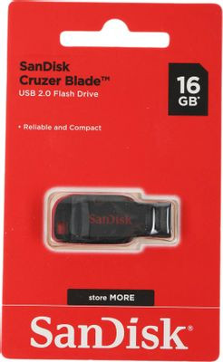 Флешка USB Sandisk Cruzer Blade 16ГБ, USB2.0, черный [sdcz50-016g-b35]