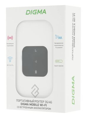 Модем Digma Mobile Wi-Fi DMW1880 3G/4G, внешний, белый [dmw1880wh]