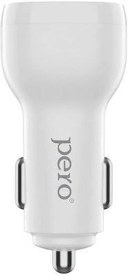 Автомобильное зарядное устройство PERO AC05,  USB-A + Type-C,  38Вт,  3A,  белый [aс05wh]