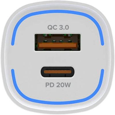 Автомобильное зарядное устройство PERO AC05,  USB-A + Type-C,  38Вт,  3A,  белый [aс05wh]