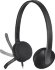 Гарнитура Logitech H340,  для контактных центров, накладные,  проводные, черный  [981-000475]