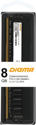 Оперативная память Digma DGMAD42666008D DDR4 -  1x 8ГБ 2666МГц, DIMM,  Ret