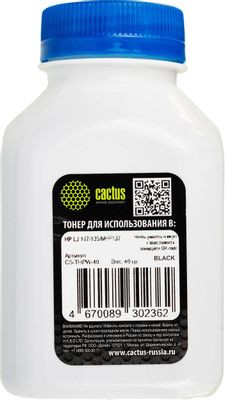 Тонер Cactus CS-THPW-40,  для HP LJ 107/135/MFP137/408/MFP432,  черный, 40грамм, флакон