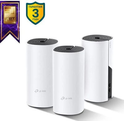Бесшовный Mesh роутер TP-LINK Deco M4,  AC1200,  белый,  3 шт. в комплекте [deco m4(3-pack)]