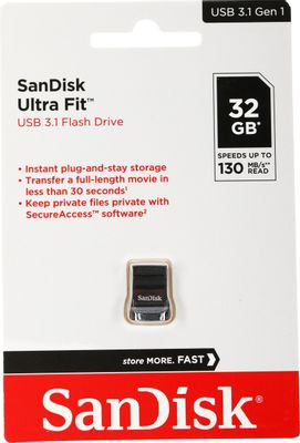 Флешка USB Sandisk Ultra Fit 32ГБ, USB3.0, черный [sdcz430-032g-g46]