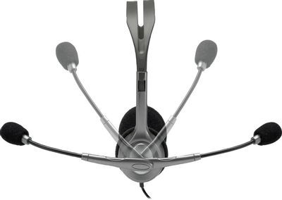 Гарнитура Logitech H110,  для контактных центров, накладные,  проводные, серый [981-000271]