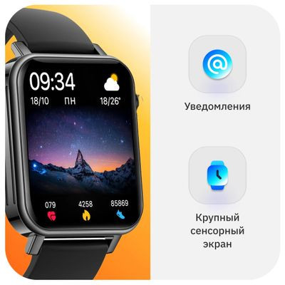 Смарт-часы SunWind SW40,  1.69",  черный/черный [sw40b]