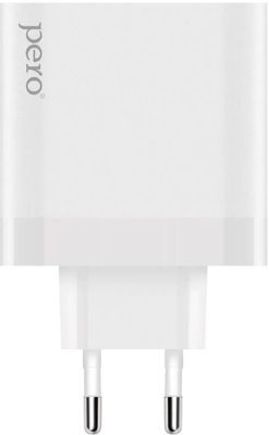 Сетевое зарядное устройство PERO TC14,  USB + 2xUSB type-C,  48Вт,  3A,  белый [тс14w]
