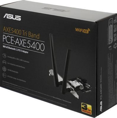 Wi-Fi + Bluetooth адаптер ASUS PCE-AXE5400 PCI Express x1 Wi-Fi + Bluetooth адаптер ASUS PCE-AXE5400 PCI Express x1