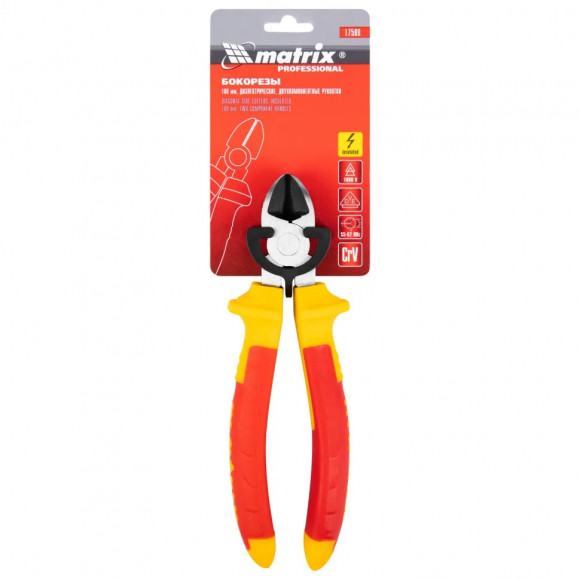 Бокорезы Insulated, 180 мм, двухкомпонентные рукоятки Matrix Professional Бокорезы Insulated, 180 мм, двухкомпонентные рукоятки Matrix Professional
