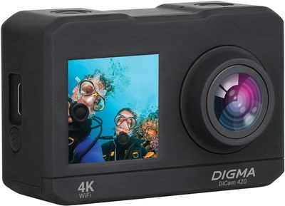 Экшн-камера Digma DiCam 420 4K,  WiFi,  черный [dc420]