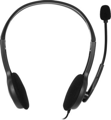 Гарнитура Logitech H111,  для контактных центров, накладные,  проводные, серый  [981-000594]